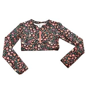 Art Class Girls Vibrant Floral Long Sleeve Swim Top, Size YM, NWOT